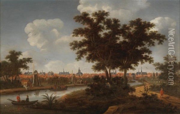 A View Of Leiden Oil Painting - Thomas Heeremans