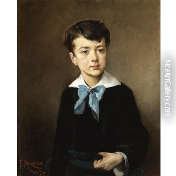 Retrato De Nino (portrait Of A Boy) Oil Painting - Francisco Miralles y Galup