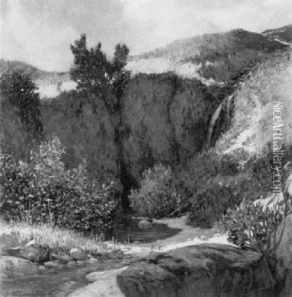 Kleiner Wasserfall Oil Painting - Gustav Wilhelm Lautenschlaeger