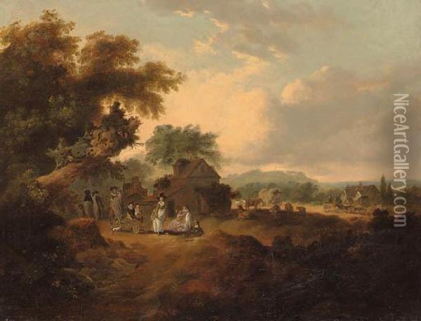 View Of Harrow From Kilburn Oil Painting - Julius Caesar Ibbetson