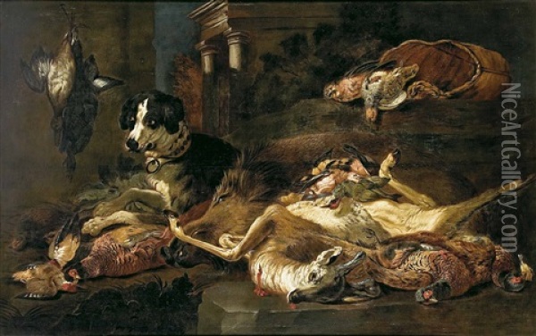 Bodegon De Caza Con Perros Oil Painting - Jan Fyt