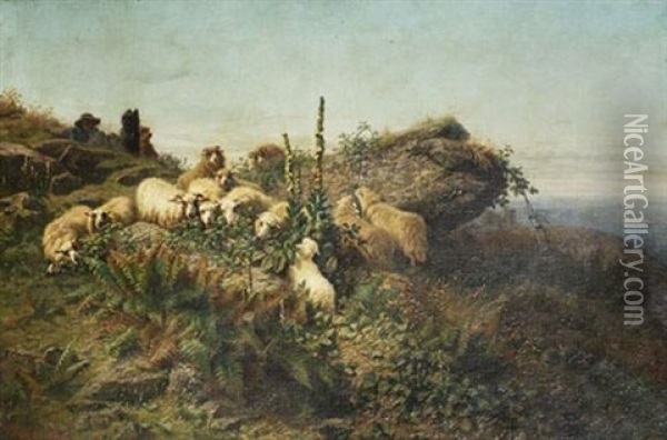 Berger Et Ses Moutons Oil Painting - August Friedrich Albrecht Schenck