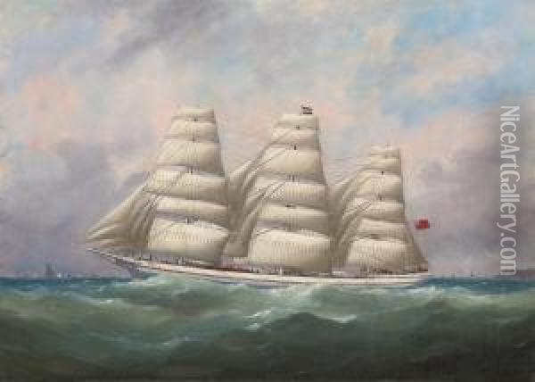 The Three-master 
Hahnemann
 In Full Sail Off A Headland Oil Painting - Lai Fong
