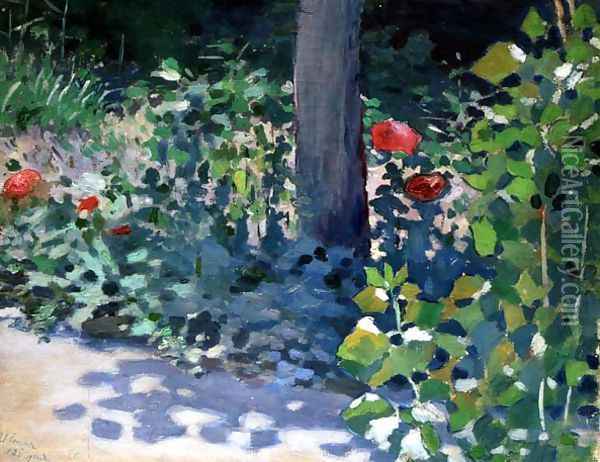 Study of Poppies in the Garden, 1894 Oil Painting - Viktor Elpidiforovich Borisov-Musatov