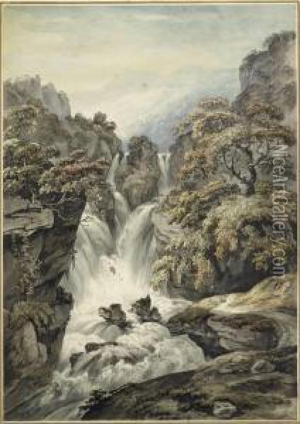 The Reichenbach Falls Oil Painting - Balthasar Anton Dunker