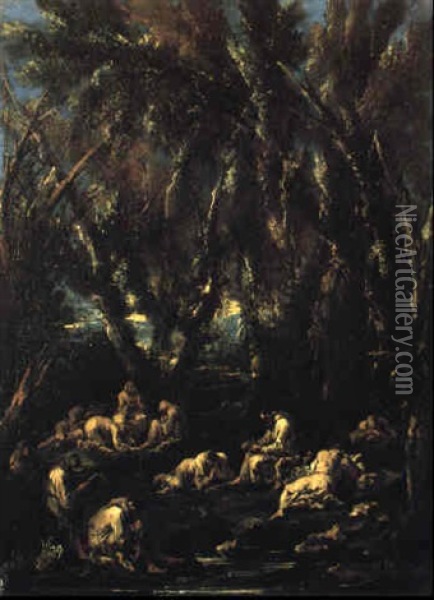 Gruppo Di Monaci In Preghiera Oil Painting - Alessandro Magnasco