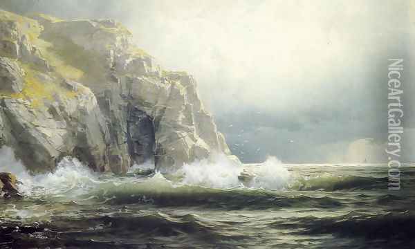 Guernsey Cliffs, Channel Islands Oil Painting - William Trost Richards