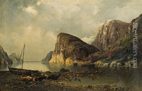 Norwegischer Fjord Oil Painting - Adolf Kaufmann