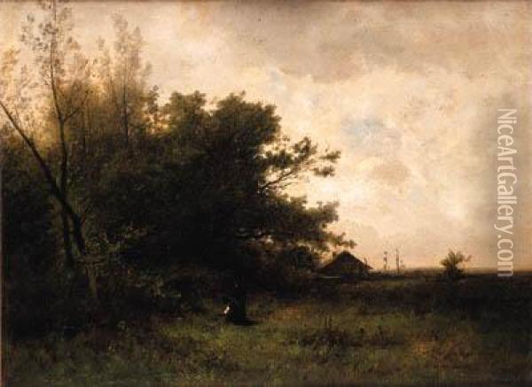 Flusslandschaft Oil Painting - Gustave Castan
