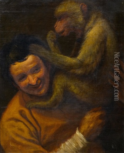 Boy With A Monkey Oil Painting - Hans Sandreuter