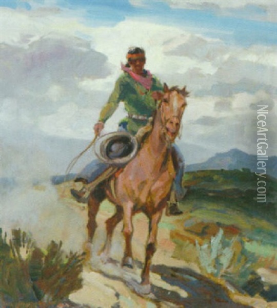 Navajo-ryttare Oil Painting - Carl Oscar Borg
