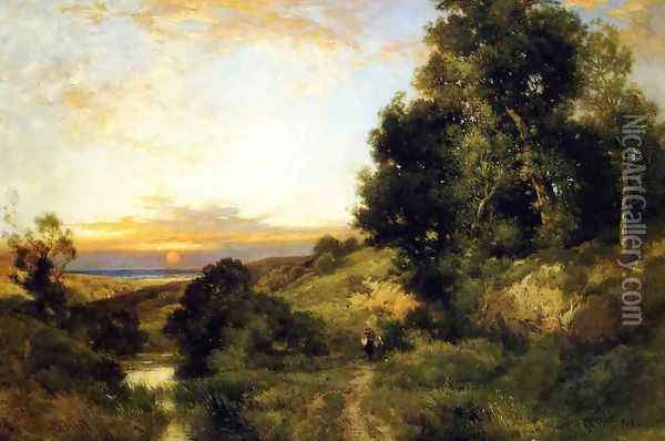 A Late Afternoon In Summer Oil Painting - Thomas Moran