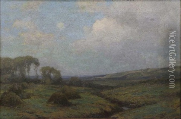 Moonrise At Sunset, Annapolis Valley, Nova Scotia Oil Painting - Walter C. Hartson