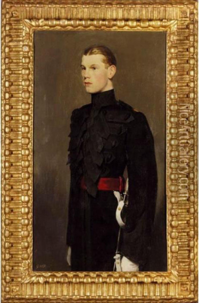 Portrait Of Lieutenant Aymes Oil Painting - Glyn Warren Philpot