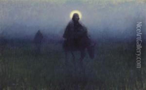 Flight Into Egypt Oil Painting - George Hitchcock