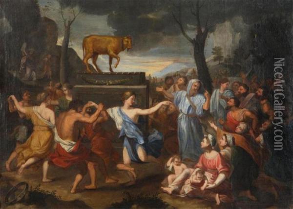 The Adoration Of The Colden Calf Oil Painting - Nicolas Poussin