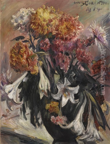 Chrysanthemen Und Lilien (chrysanthemums And Lilies) Oil Painting - Lovis Corinth