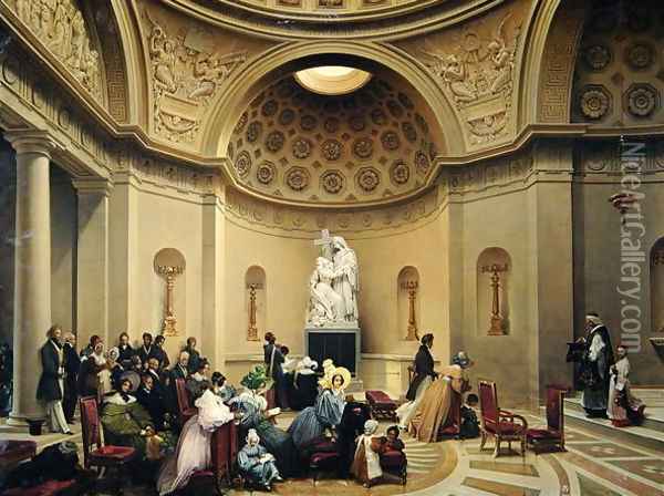 Mass in the Expiatory Chapel, 1830-48 Oil Painting - Lancelot Theodore Turpin De Crisse