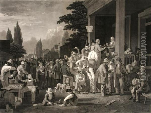 The County Election Oil Painting - George Caleb Bingham
