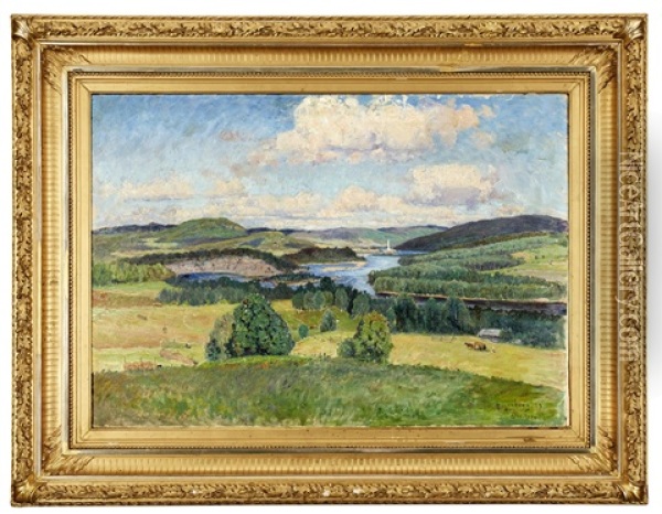 Sommarlandskap Vid Indalsalven Oil Painting - Anton Genberg