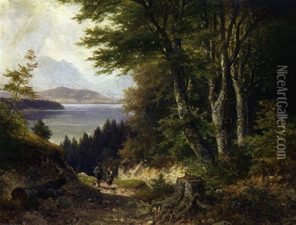 Blick Auf Den Tegernsee Oil Painting - Ludwig Sckell