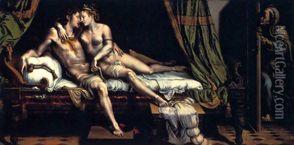 The Lovers Oil Painting - Giulio Romano (Orbetto)
