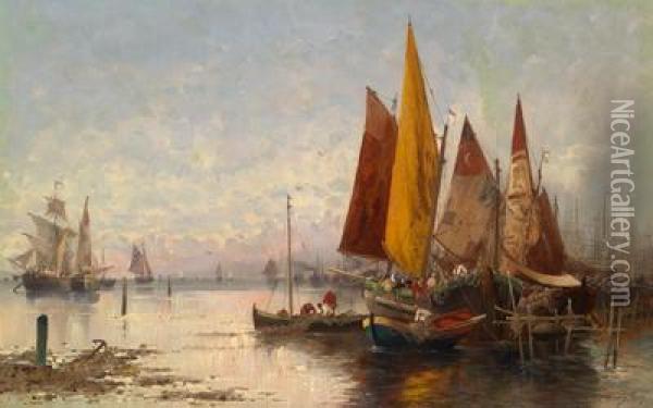 Im Hafen Oil Painting - Adolf Kaufmann