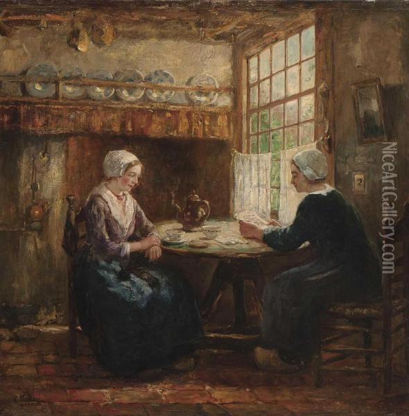 Hollandische Bauerinnen Beim Teetrinken Oil Painting - Cornelis Koppenol
