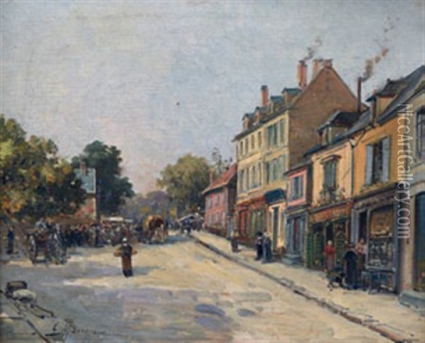 Rue De Village Animee Oil Painting - Gustave Mascart
