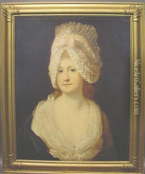 Portrait Of A Woman With White Bonnet Oil Painting - Allan Ramsay