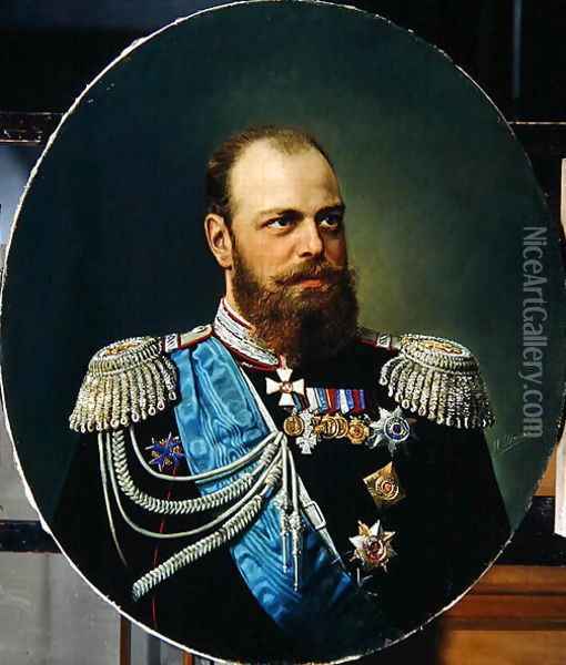 Emperor Alexander III 1845-94 Oil Painting - Andrey Nikolayevich Shilder