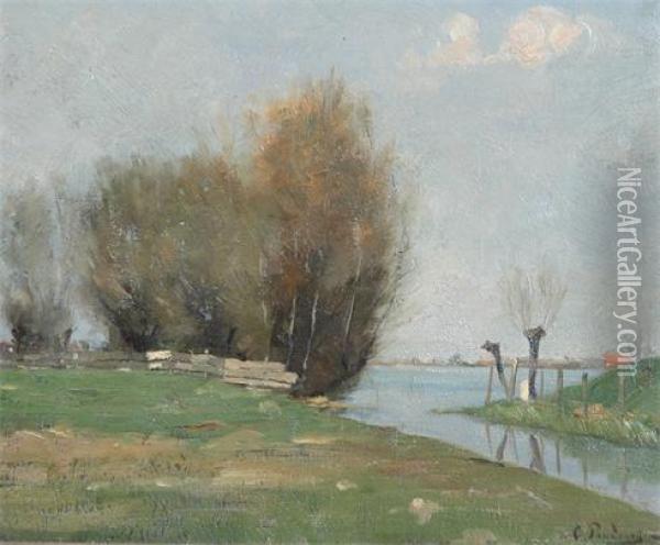River Scene With Trees Oil Painting - Cornelis Pouderoijen