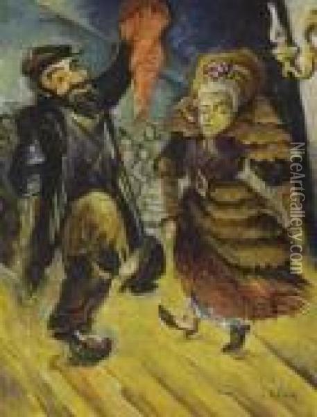 Dancing Couple Oil Painting - Issachar ber Ryback