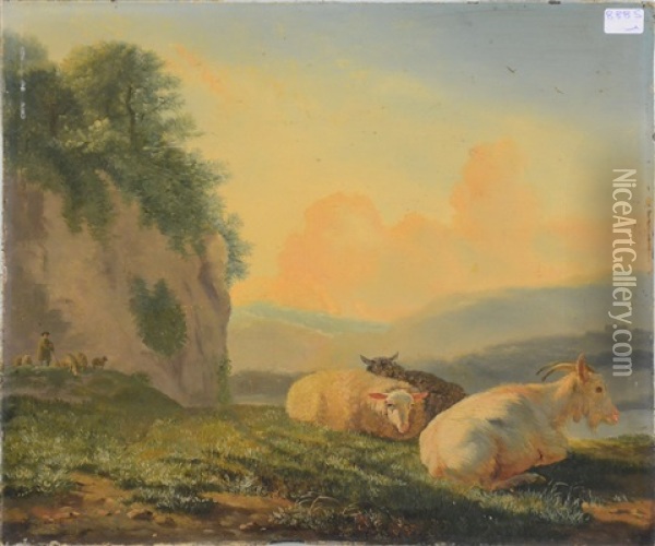 Mouton Et Chevre Dans Une Pature Oil Painting - Balthasar Paul Ommeganck