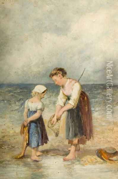 The Young Shrimpers Oil Painting - William Knight Keeling