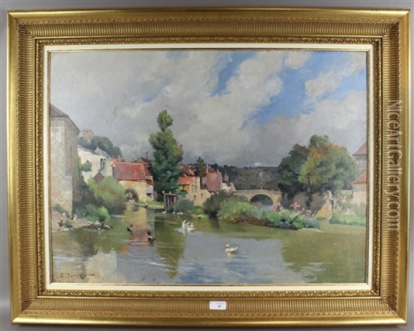 Vue Du Village Sur La Riviere Oil Painting - Emile Charles Dameron