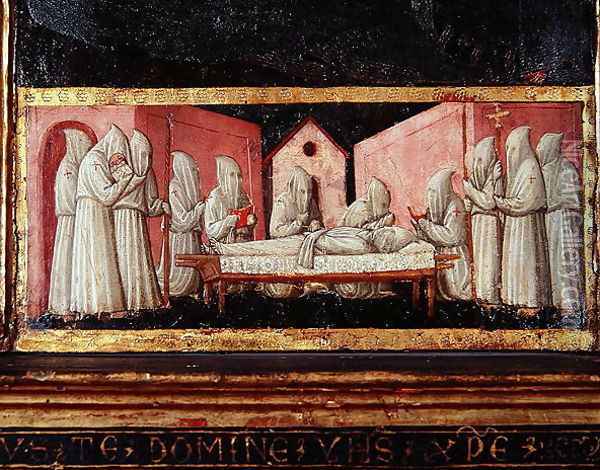 Funeral Scene, from The Virgin of Humility with Angels and Saints, c.1440 Oil Painting - Paolo di Stefano Badaloni Schiavo