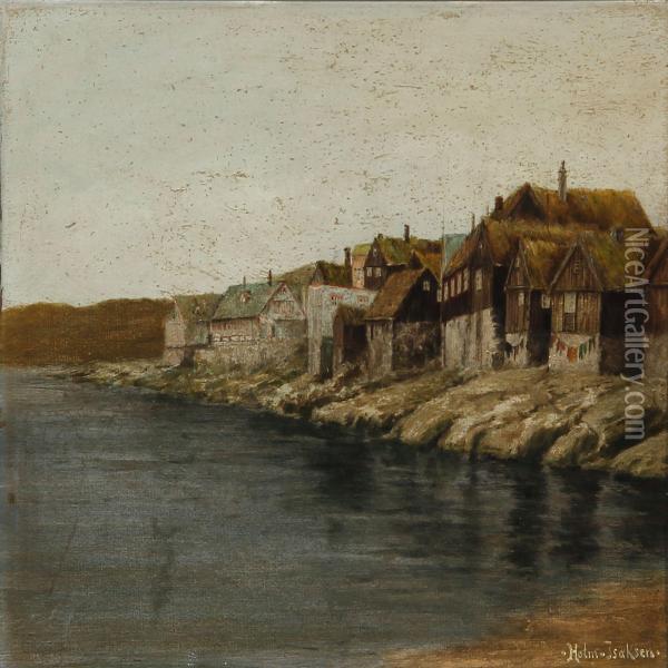 Landscape From The Faroe Islands Oil Painting - Christen Holme Isaksen