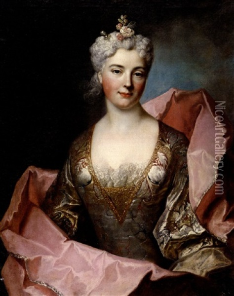Portrait De Femme Oil Painting - Nicolas de Largilliere