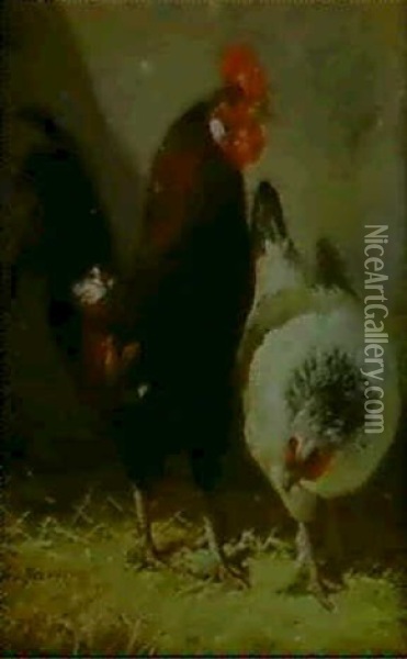 Coq Et Poules Oil Painting - Charles Emile Jacque