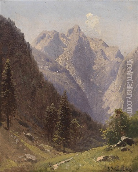 Zwei Ansichten Aus Den Berchtesgadener Alpen Oil Painting - Adalbert Waagen