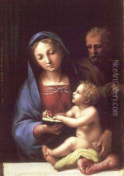 Holy Family Oil Painting - Giulio Romano (Orbetto)