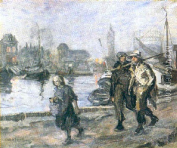 Le Port A L'aube Oil Painting - Cornelis De Bruin