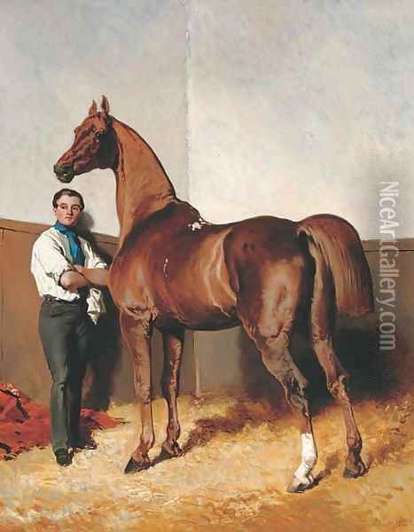 Horse and groom Oil Painting - Alfred Dedreux