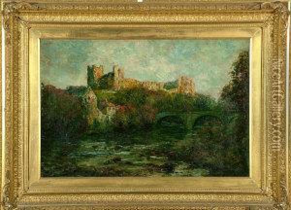 Richmond Castle From The River Oil Painting - John Falconar Slater
