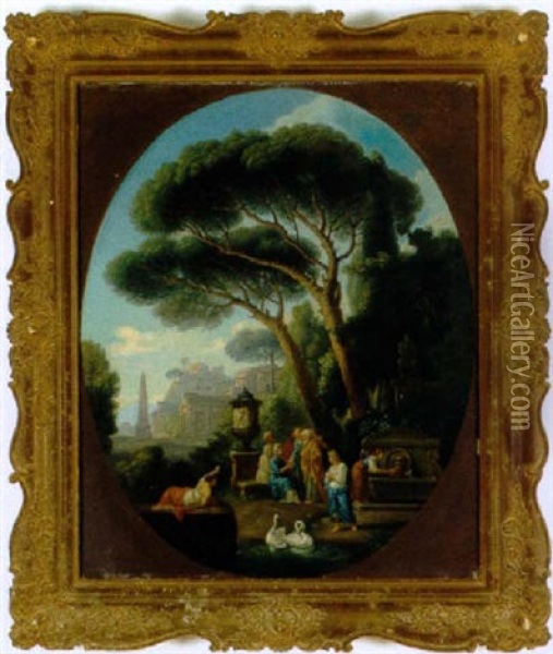 Romisches Capriccio Mit Figuren Oil Painting - Giovanni Paolo Panini