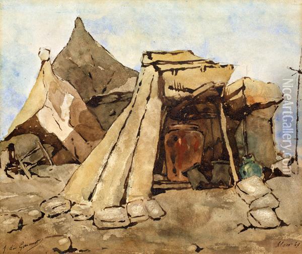 Tente Arabe A La Porte Bab Azoun Oil Painting - Jules Alfred Huot De Goncourt