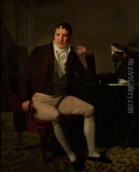 Herrenportrait, Wahrscheinlich Der Conte Tadini Buoninsegni Tobler Oil Painting - Jacques Antoine Vallin