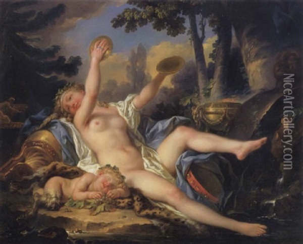 Reclining Bacchante Playing The Cymbals Oil Painting - Jean-Simon Berthelemy