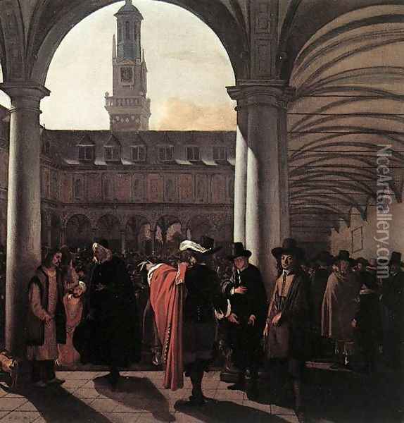 The Courtyard of the Old Exchange in Amsterdam 1653 Oil Painting - Emanuel de Witte